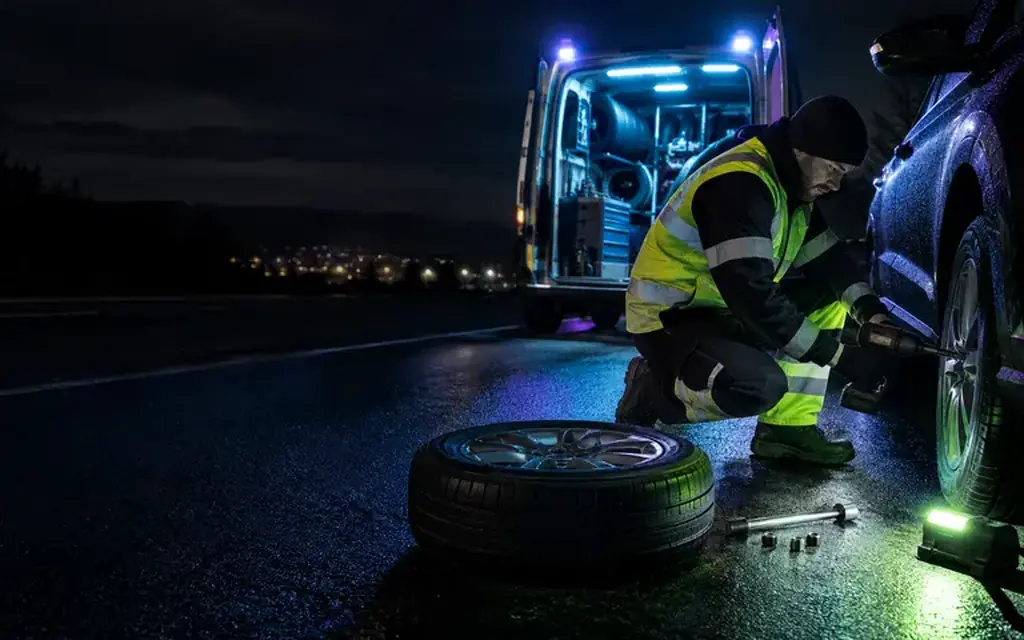 mobile mud terrain tyre fitting