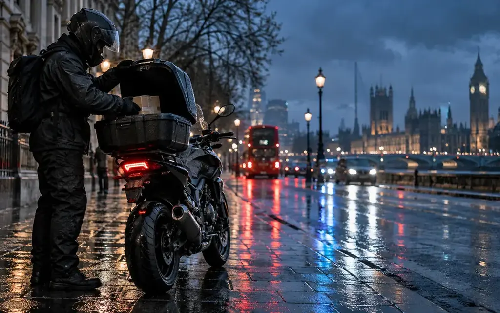 motorbike fashion sample delivery to a photo shoot