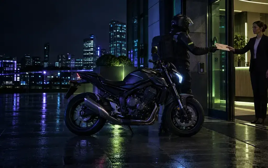 motorbike laptop delivery between company offices